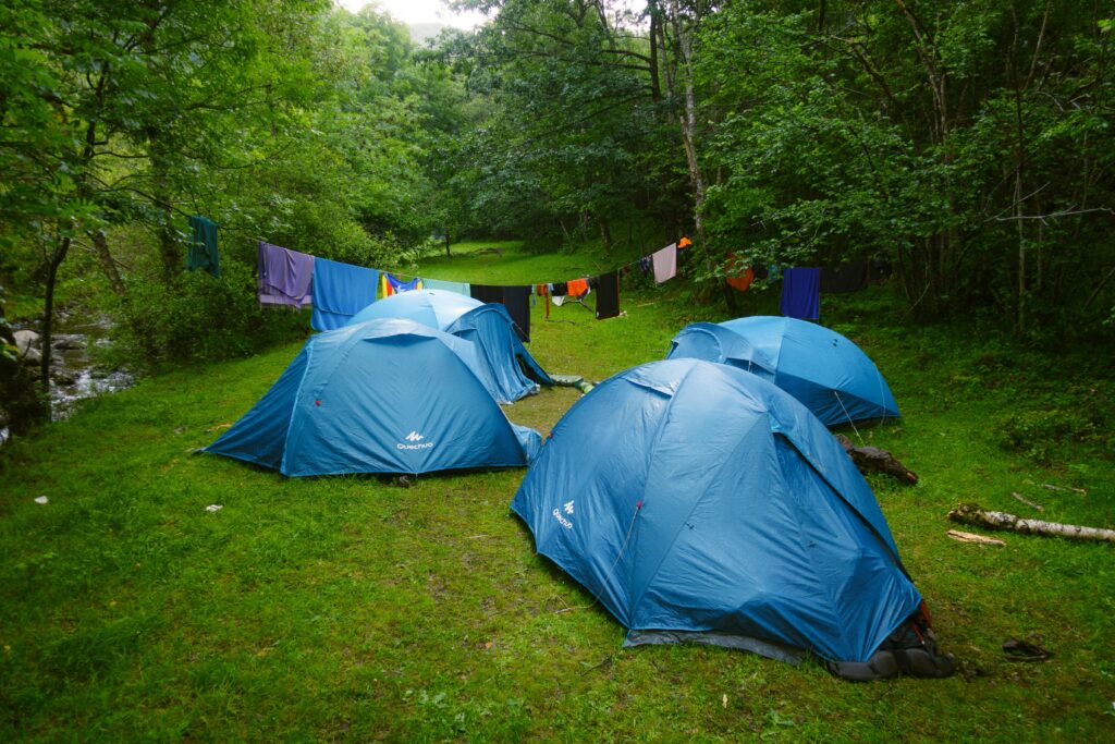 Toile de tentes plantes dans un camping de l arriere pays maximois