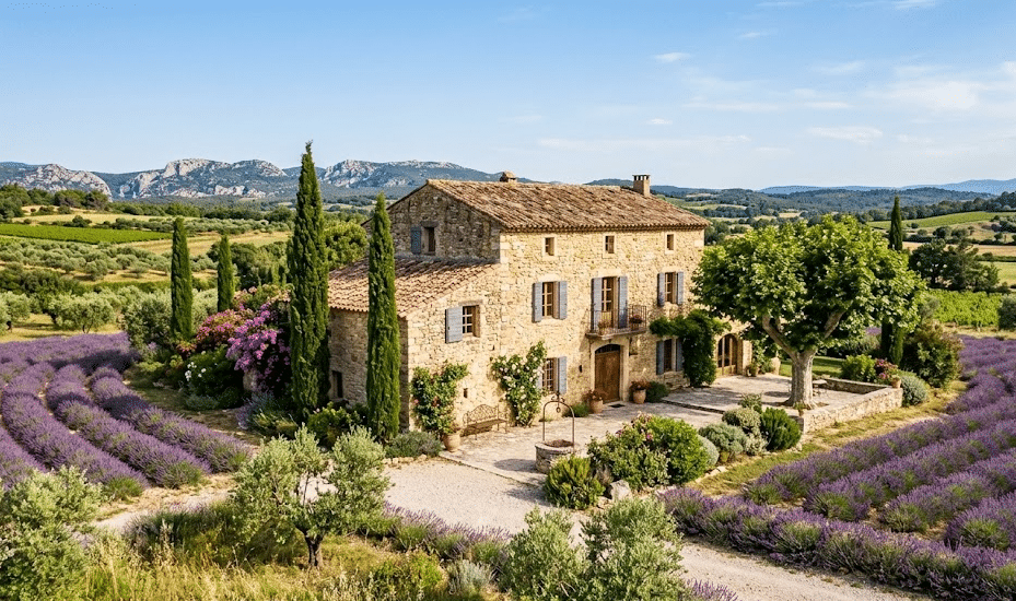 Mas de Provence entoure de lavande